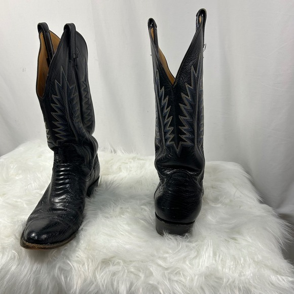 Panhandle Slim Black Ostrich Leather Cowboy‎ Western Boots Mens 9 1/2 - Picture 5 of 9